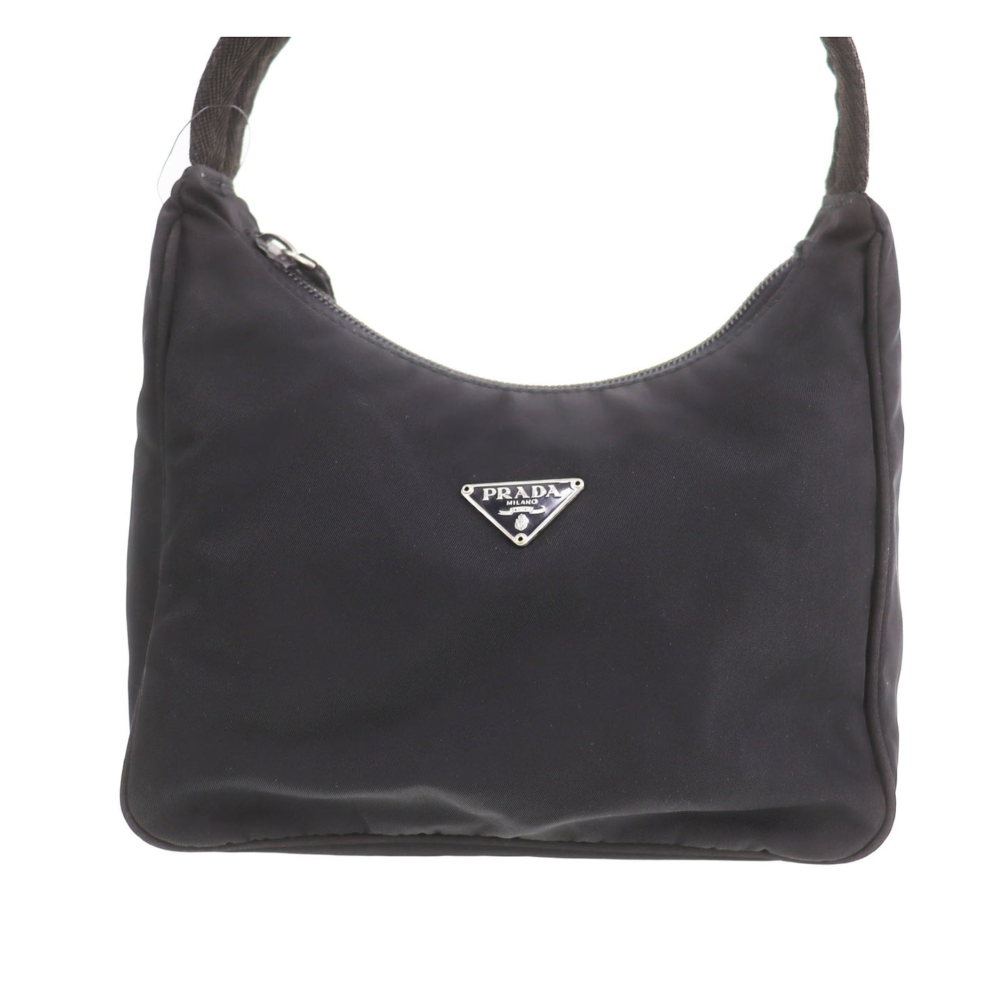 PRADA Hobo Logos Handbag Black Nylon Pouch #CS702