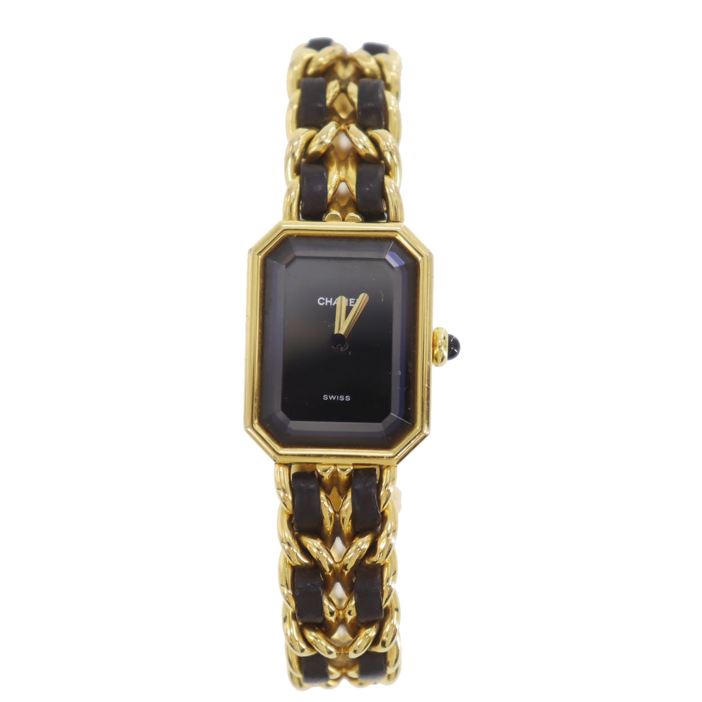 CHANEL Premiere Discontinued Wristwatches L Gold Black Quartz #CW937