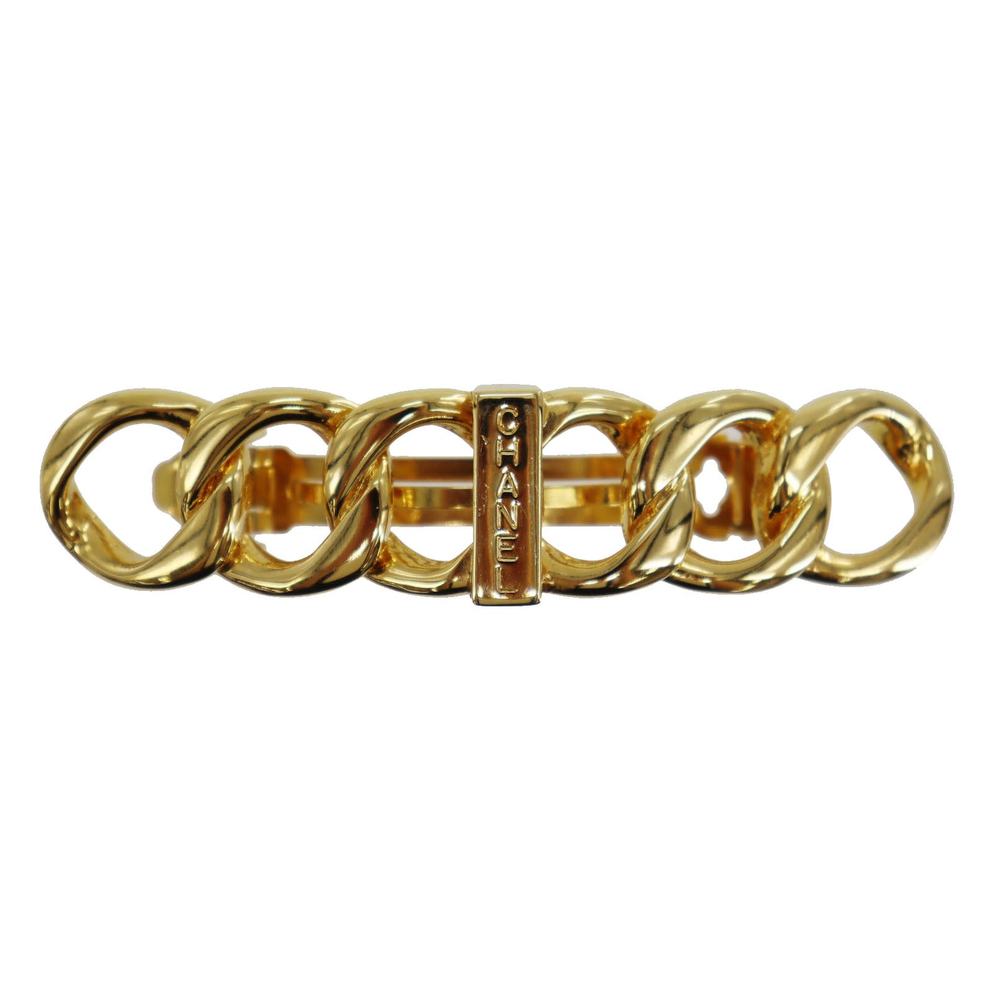 CHANEL Logos Barrette Hair Clip Gold 99P #CJ861
