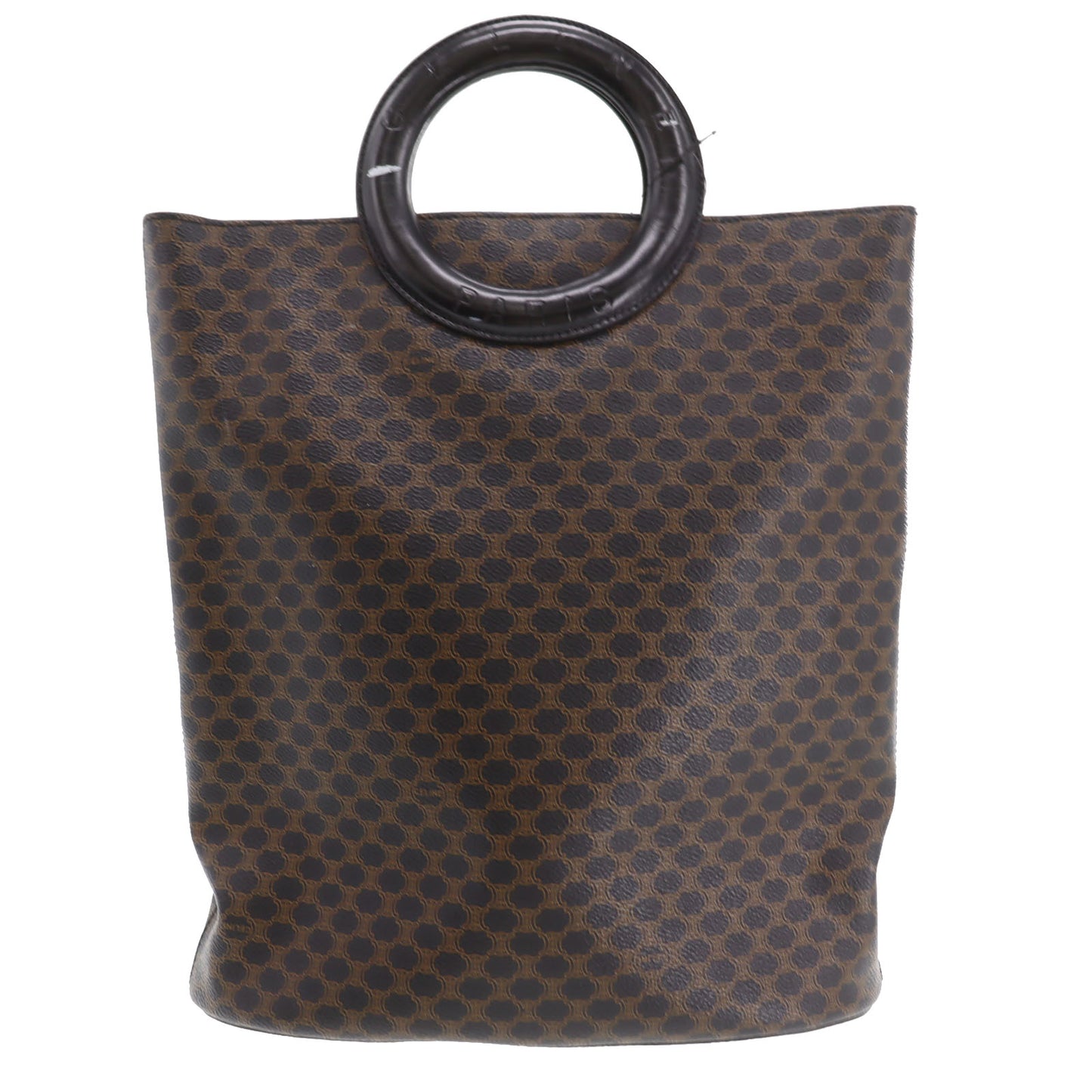 CELINE Macadam Pattern Handbag Black PVC Leather #AG641