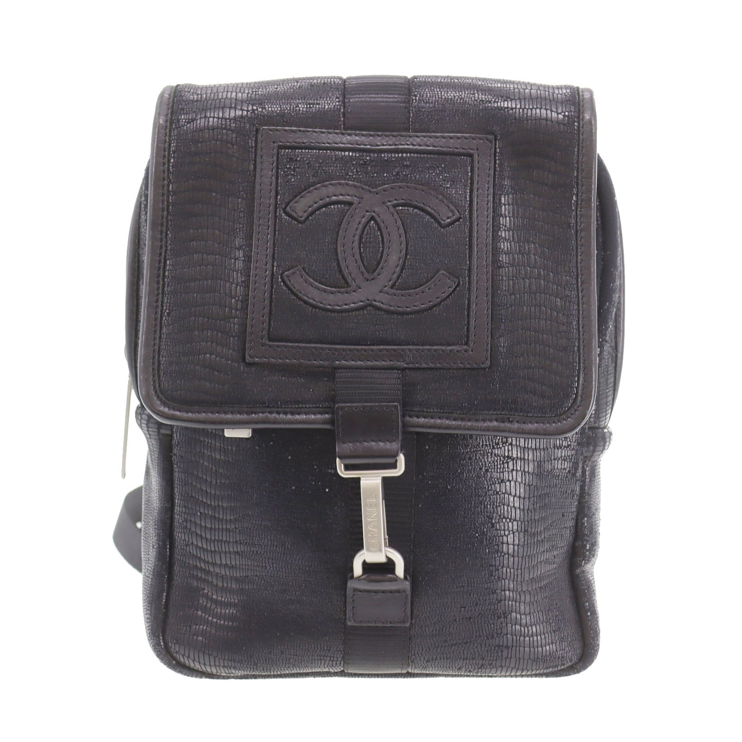 CHANEL Sports Line Crossbody Shoulder Bag Black Nylon Leather #CP936
