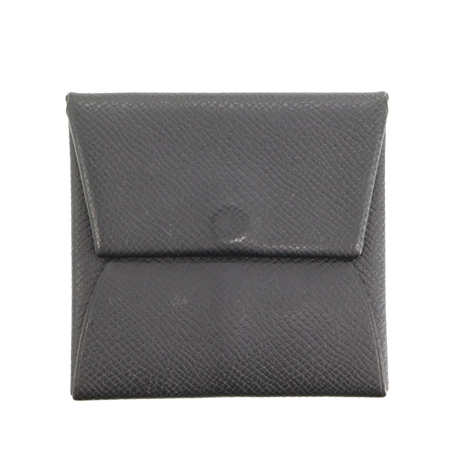 HERMES BASTIA Mini Coin Purse Wallet Black Leather #CK411