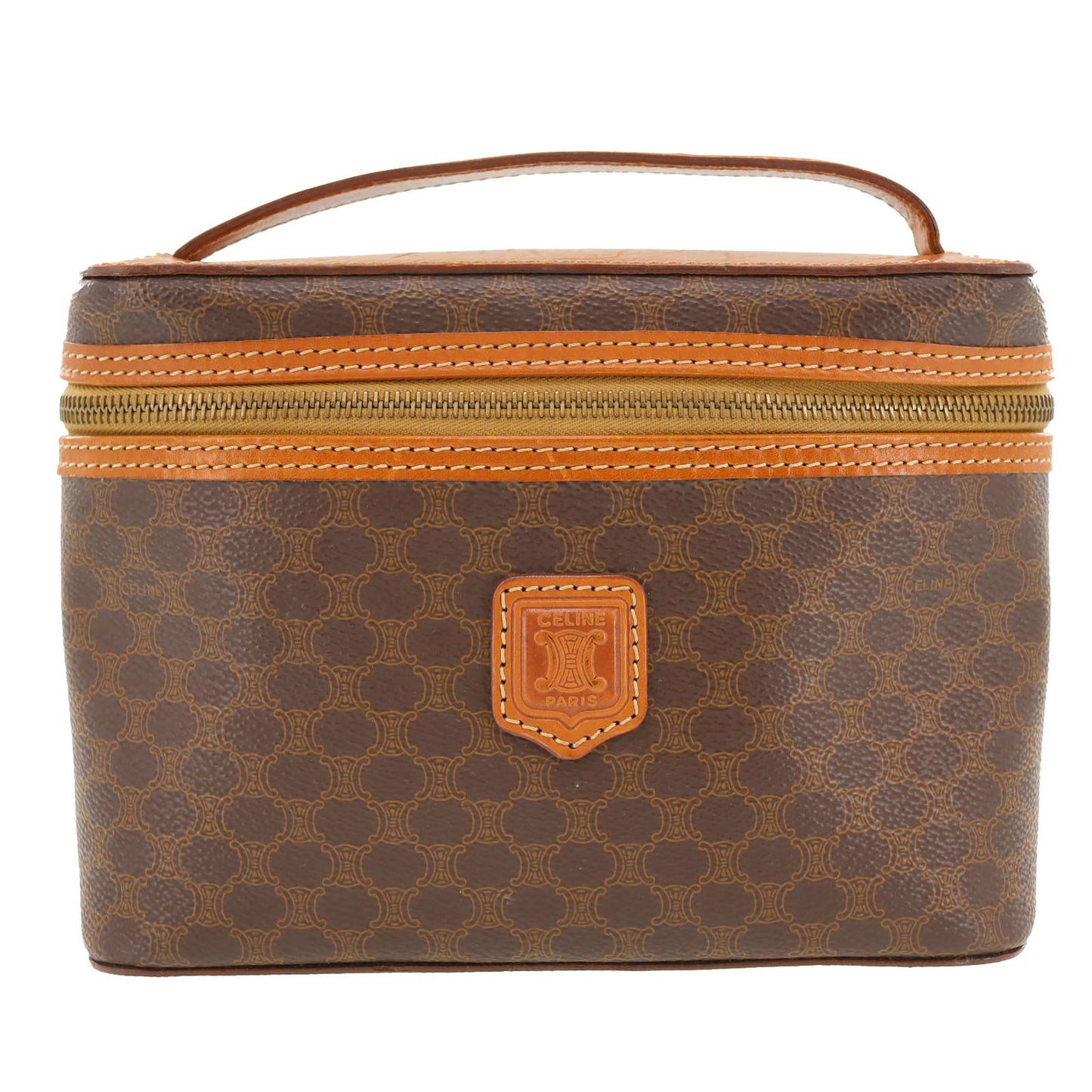 CELINE Macadam Pattern HandBag Brown PVC Leather #AH75