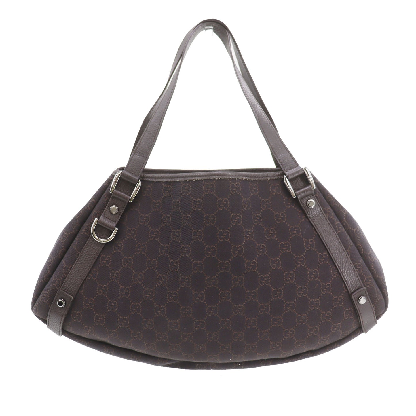 GUCCI Original GG Canvas Handbag Tote Dark Brown #AH621