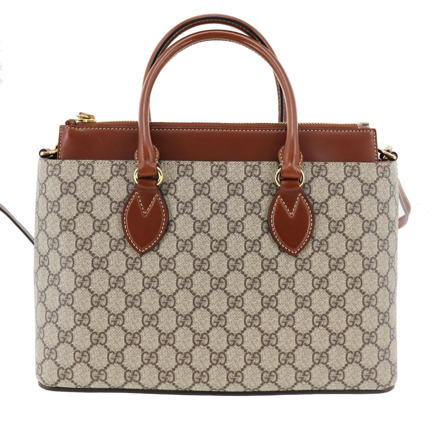 GUCCI GG Plus Shoulder Handbag Brown PVC Leather #BN944