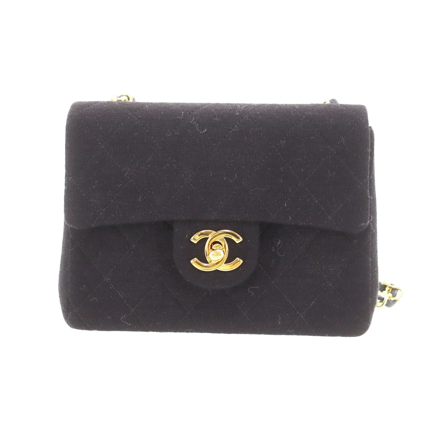 CHANEL Matelasse Crossbody Shoulder Bag Black Cotton #AF580