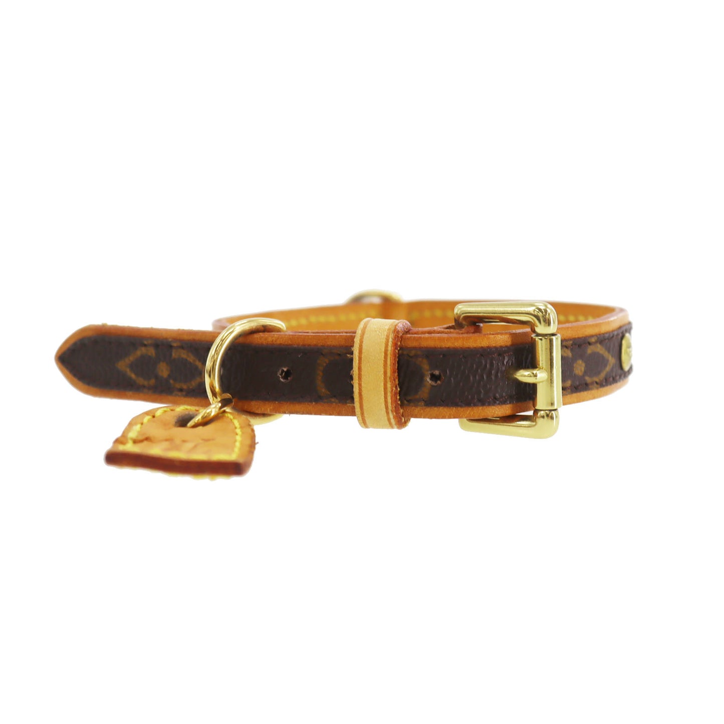 Louis Vuitton LV Collier Baxter Dog Collar MM & Dog Leash MM Monogram #CY753