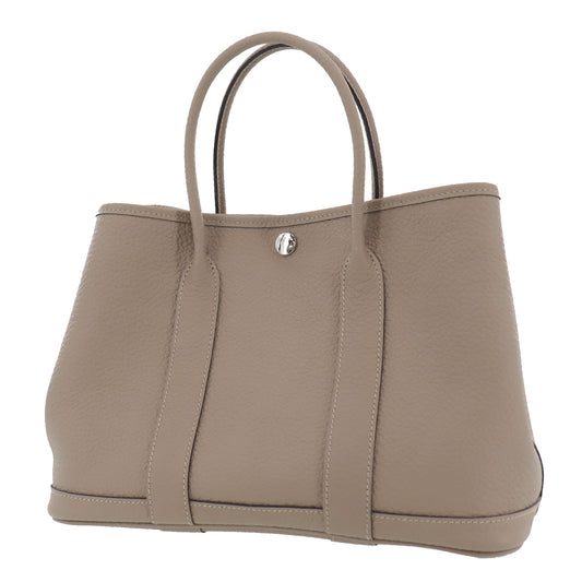 HERMES HandBag Garden Party TPM Beige Negonda Leather #AH705
