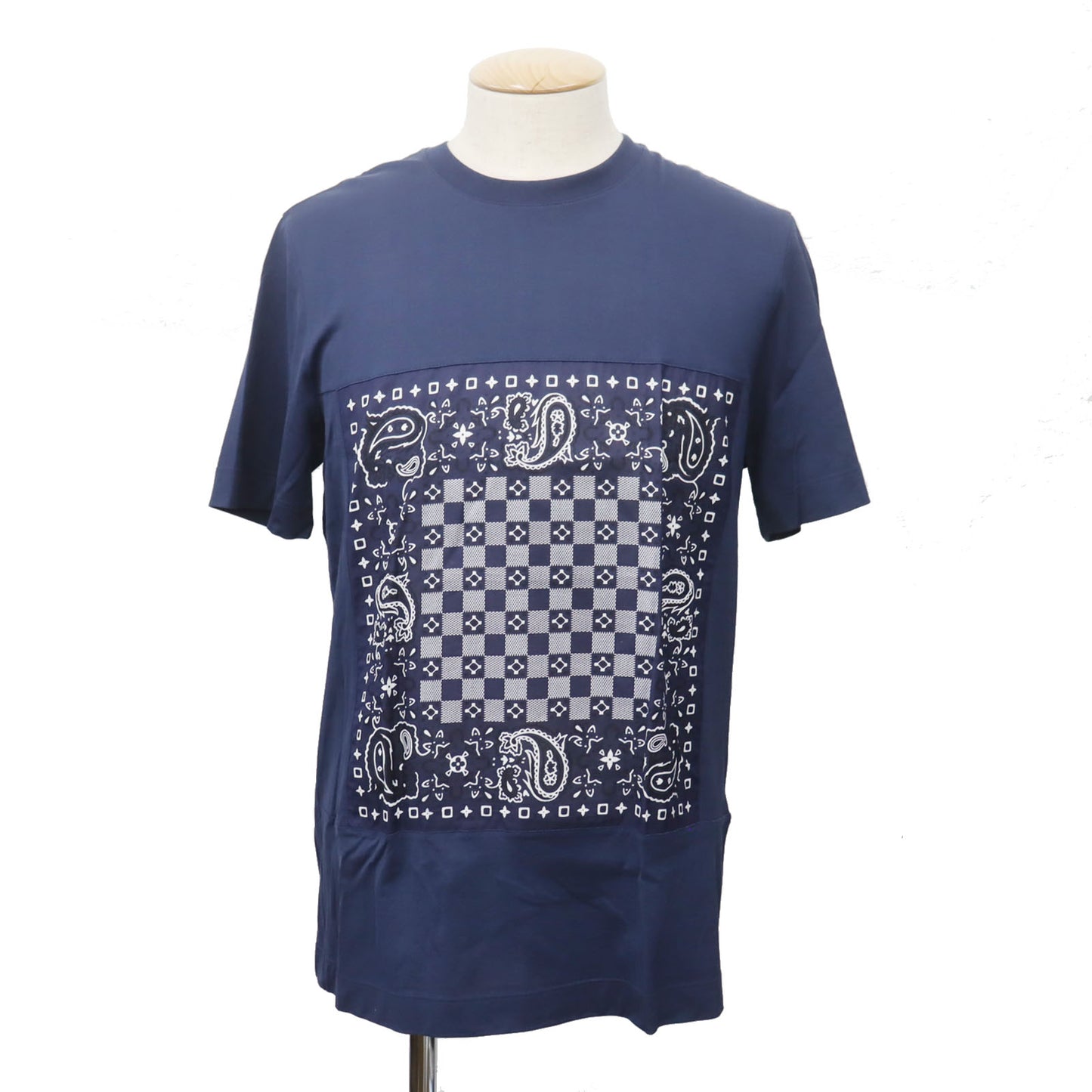 LOUIS VUITTON LV Short Sleeve T-shirt Cotton Navy Size L #AG316