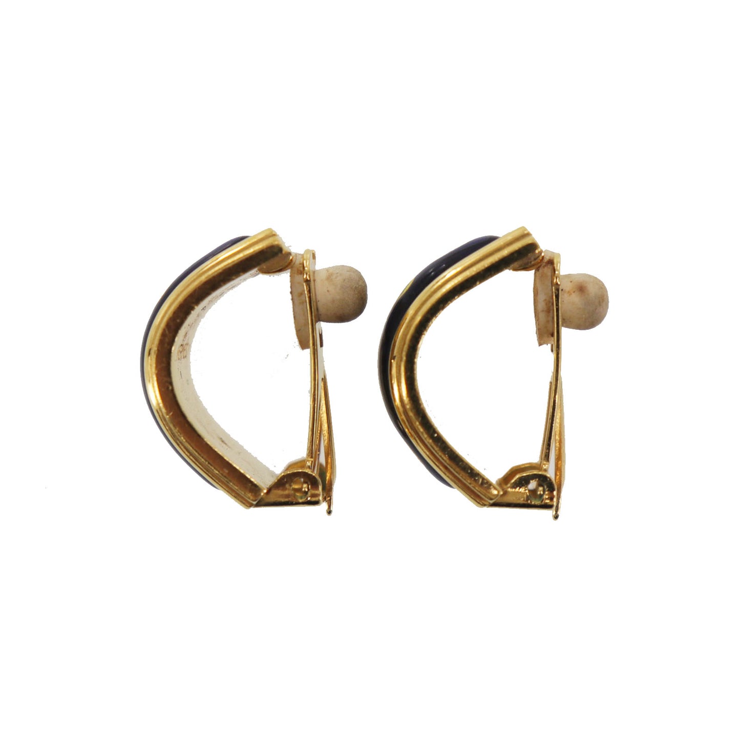 HERMES Enameled Gold-Plated Clip-On Earrings #EG945