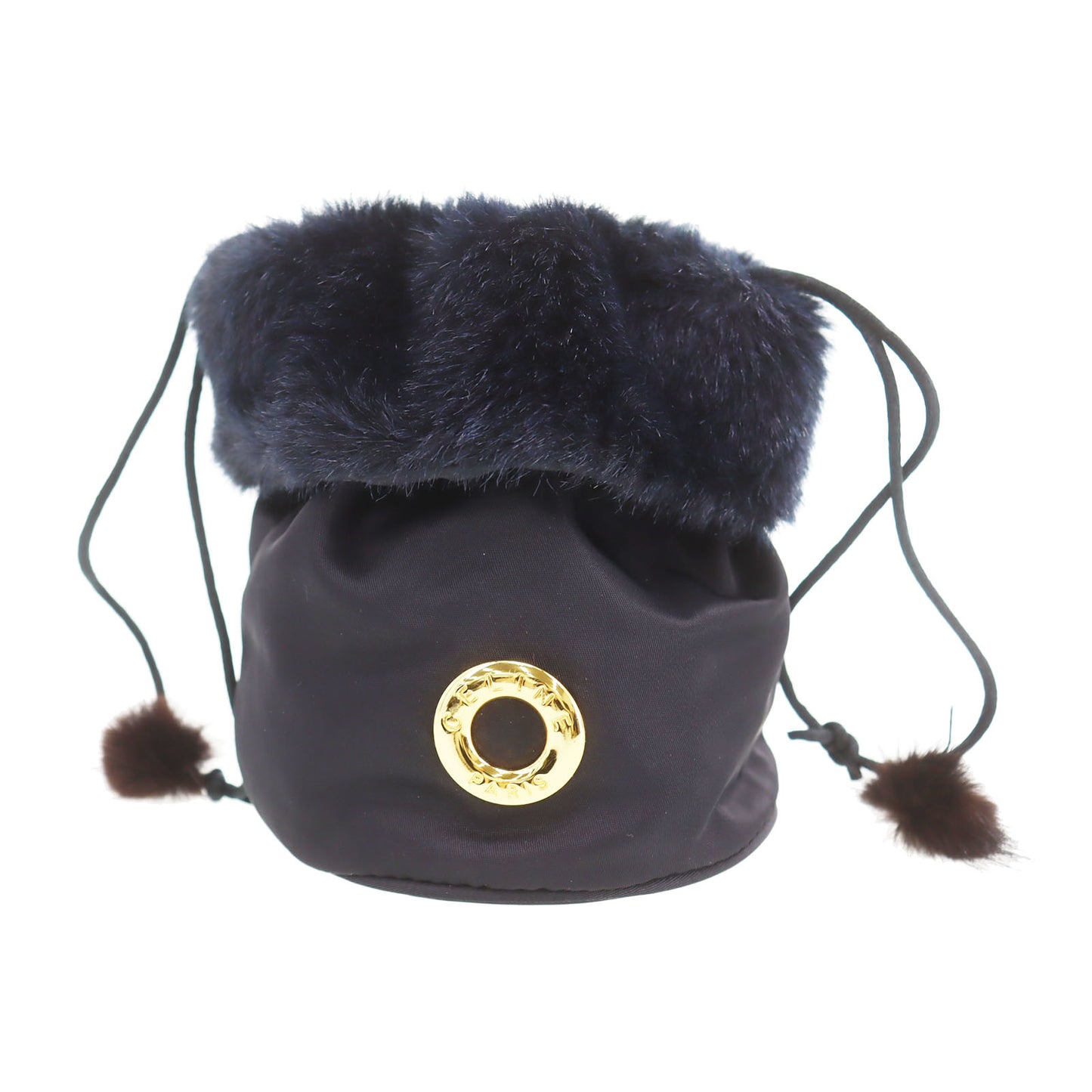 CELINE Drawstring Pouch Black Nylon Far #AG802