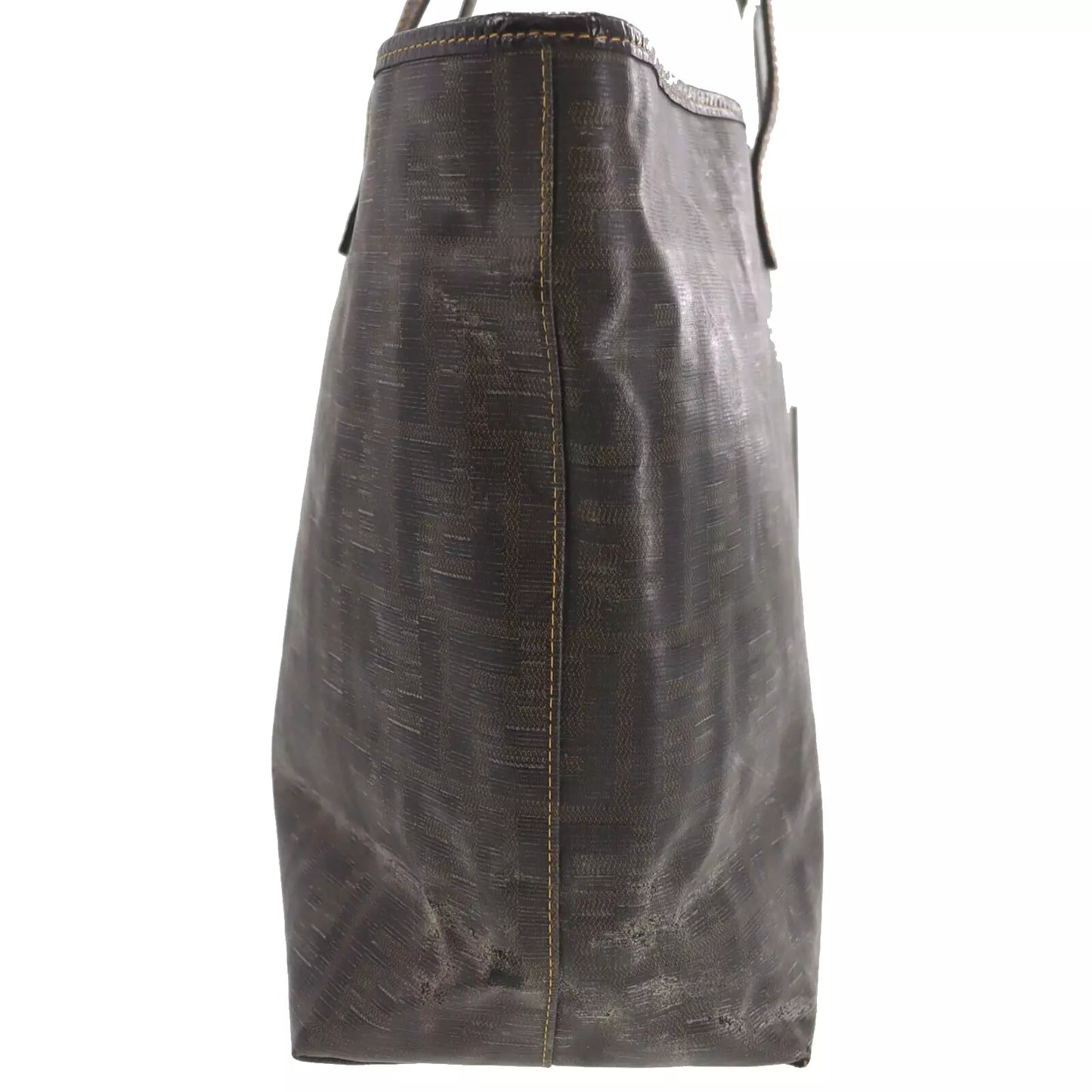 FENDI Zucca Shoulder Tote Bag Brown PVC Leather #AB537