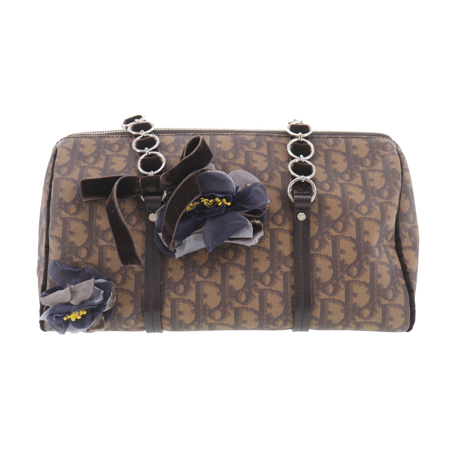 Christian Dior Trotter Flower Handbag Brown PVC #EC853