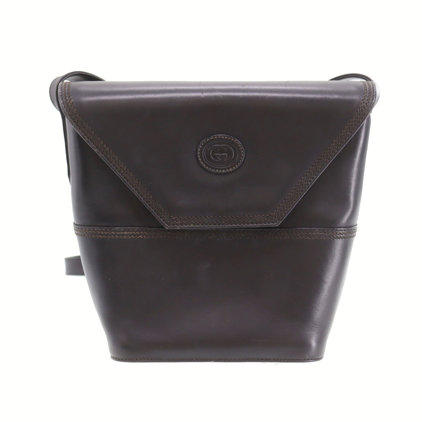 GUCCI Logos Crossbody Leather Shoulder Bag Black #CL63