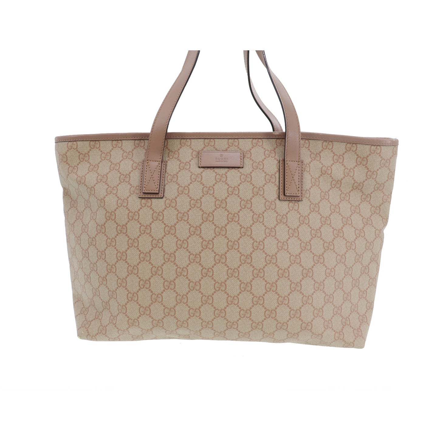 GUCCI GG Plus Tote Handbag Pink Beige PVC Leather #BZ754