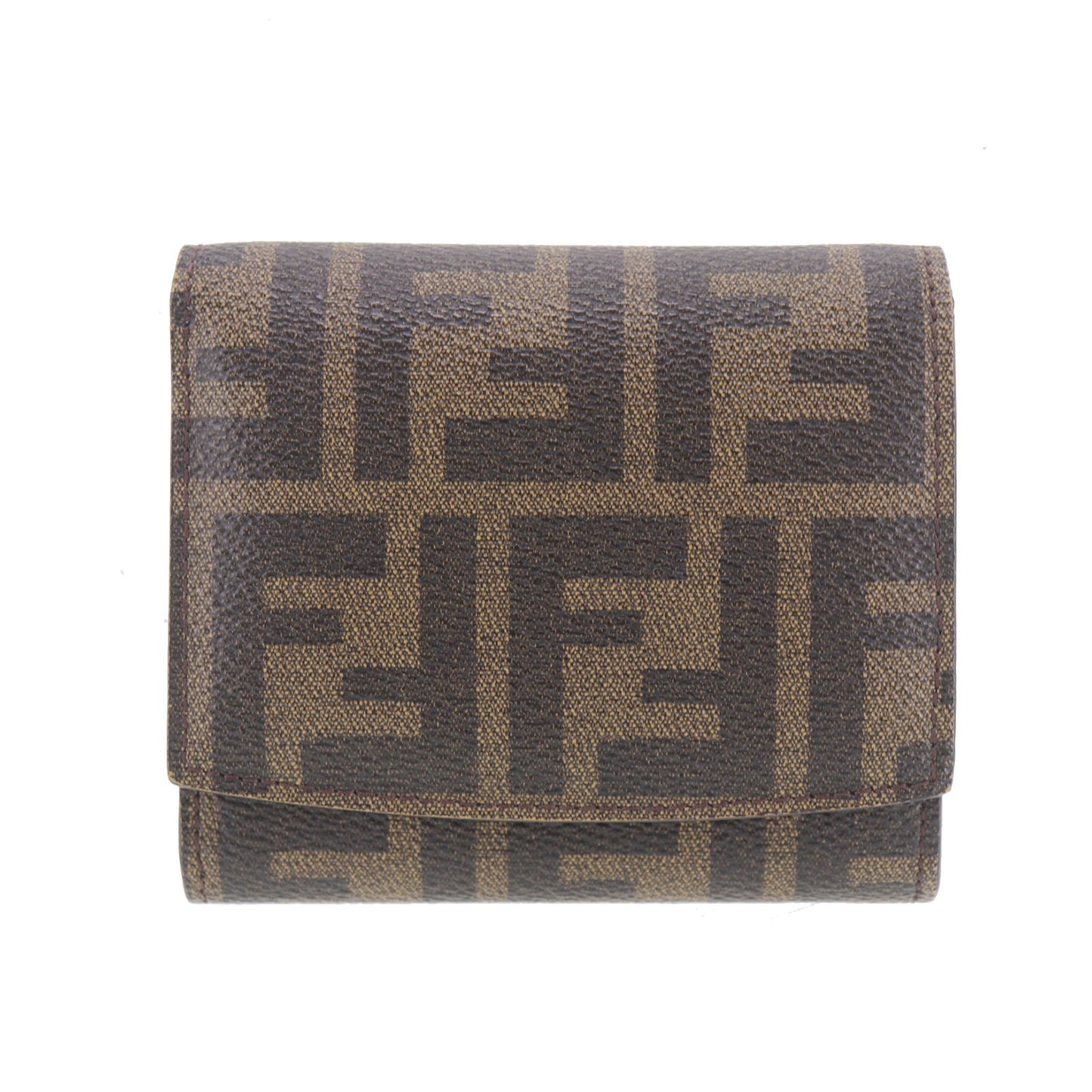 FENDI Zucca Bi-fold Wallet Brown PVC Leather #CU206