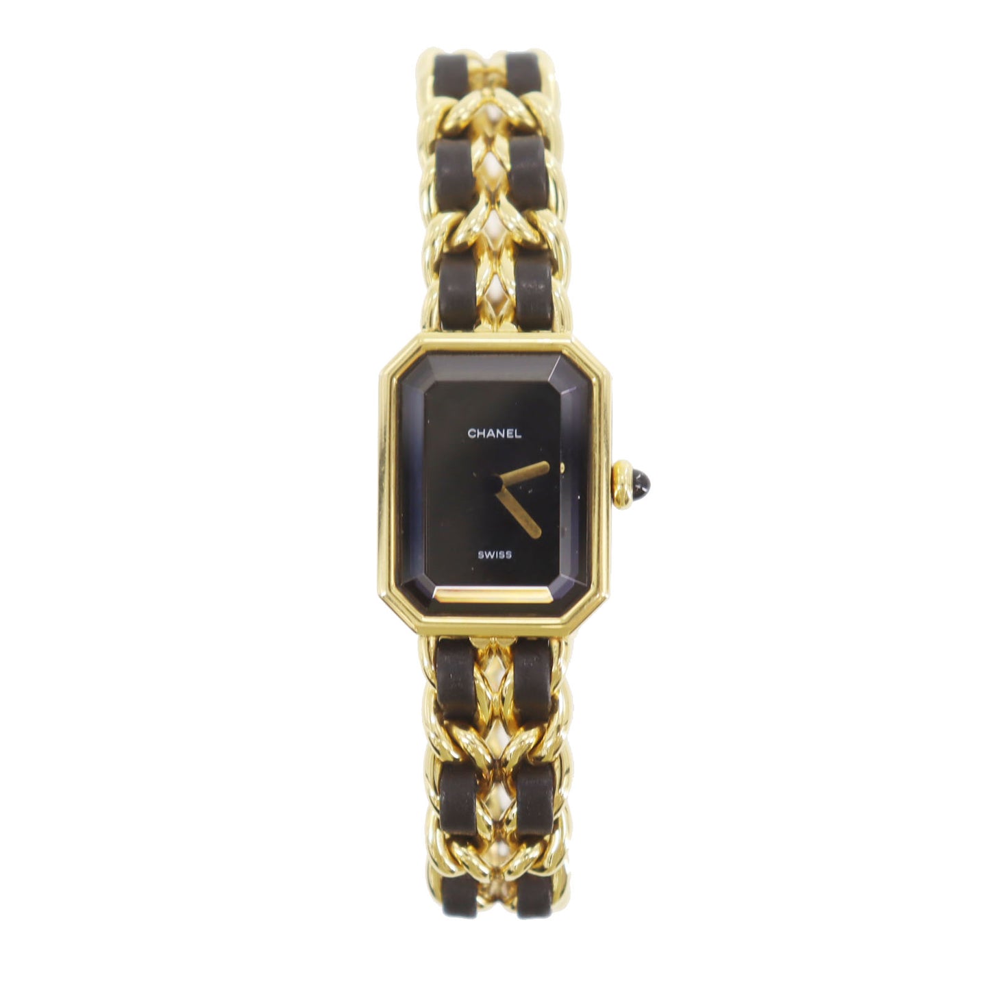 CHANEL Premiere Discontinued Wristwatches L Gold Black Quartz #CO501