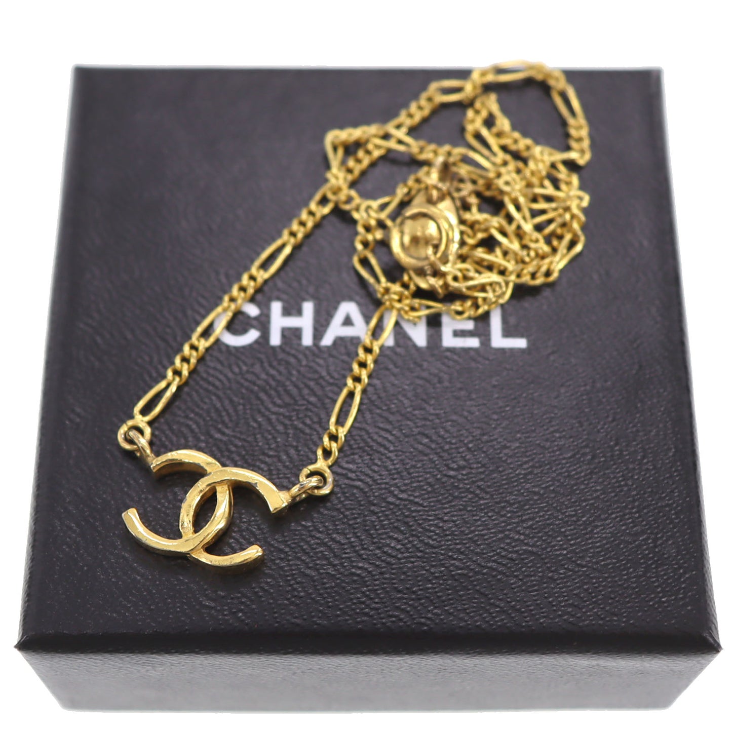 CHANEL CC Logos Necklace Pendant Gold-Plated 1982 #CG55