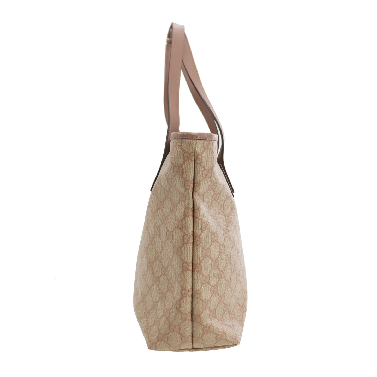 GUCCI GG Plus Tote Handbag Pink Beige PVC Leather #BZ754