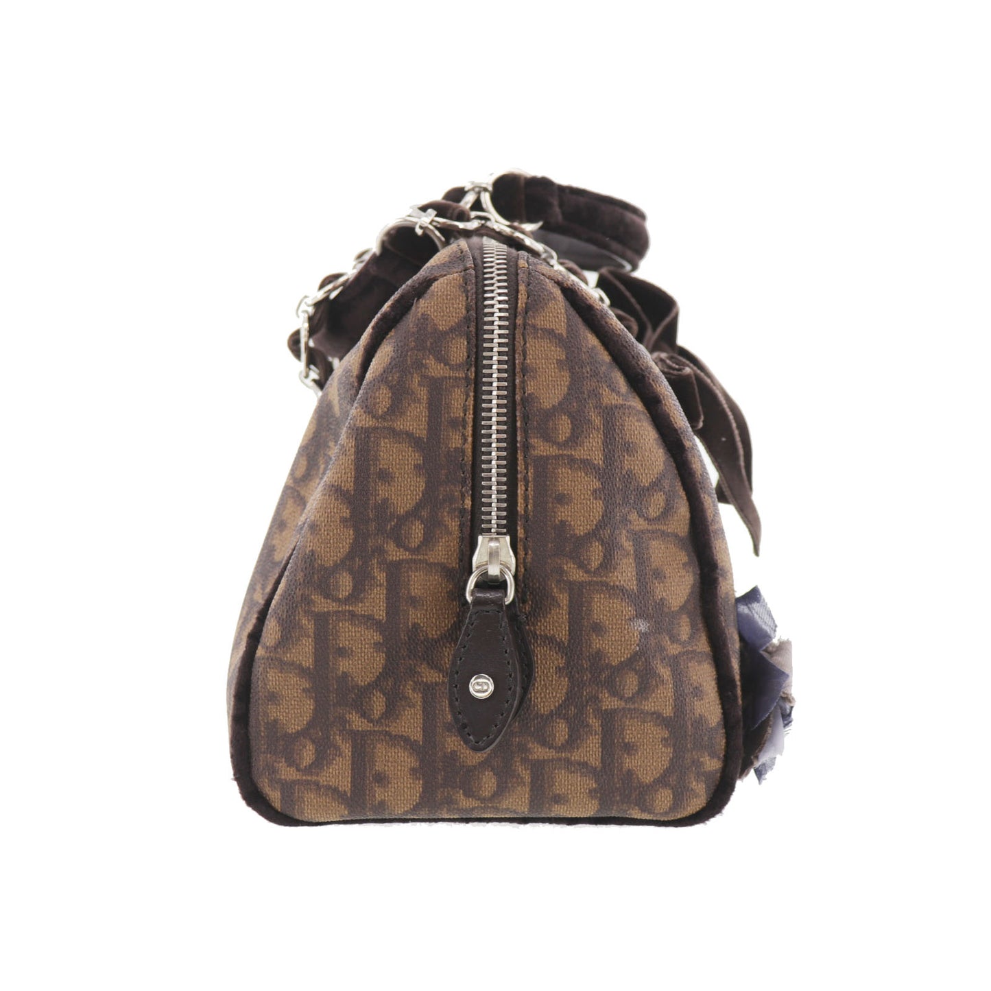 Christian Dior Trotter Flower Handbag Brown PVC #EC853