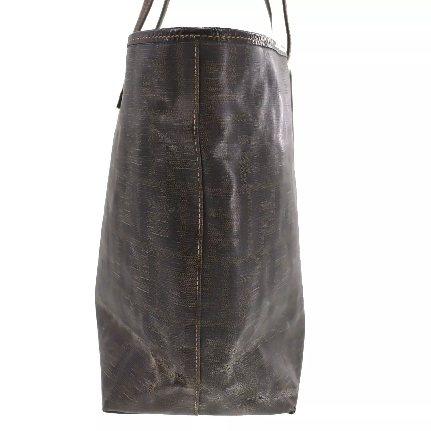 FENDI Zucca Shoulder Tote Bag Brown PVC Leather #AB537