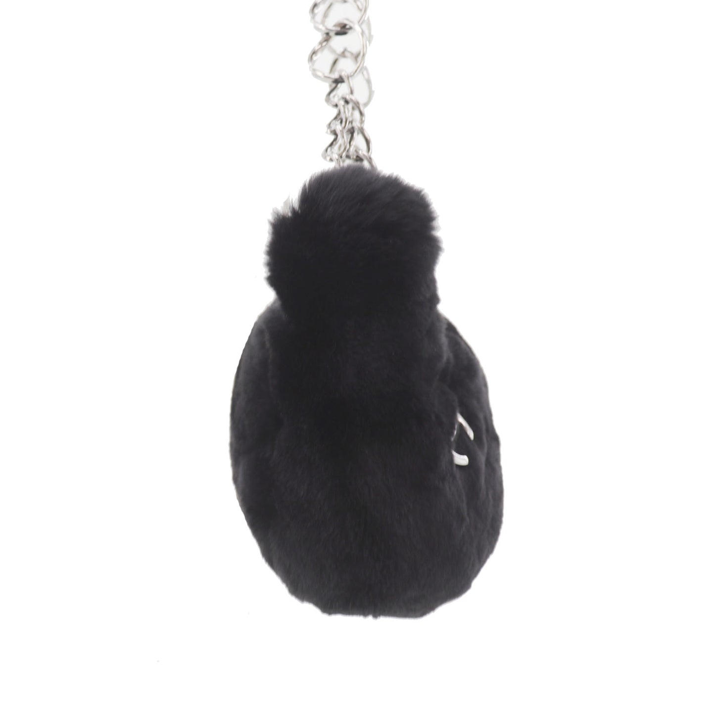 CHANEL Shoulder Handbag Black fur #EC471