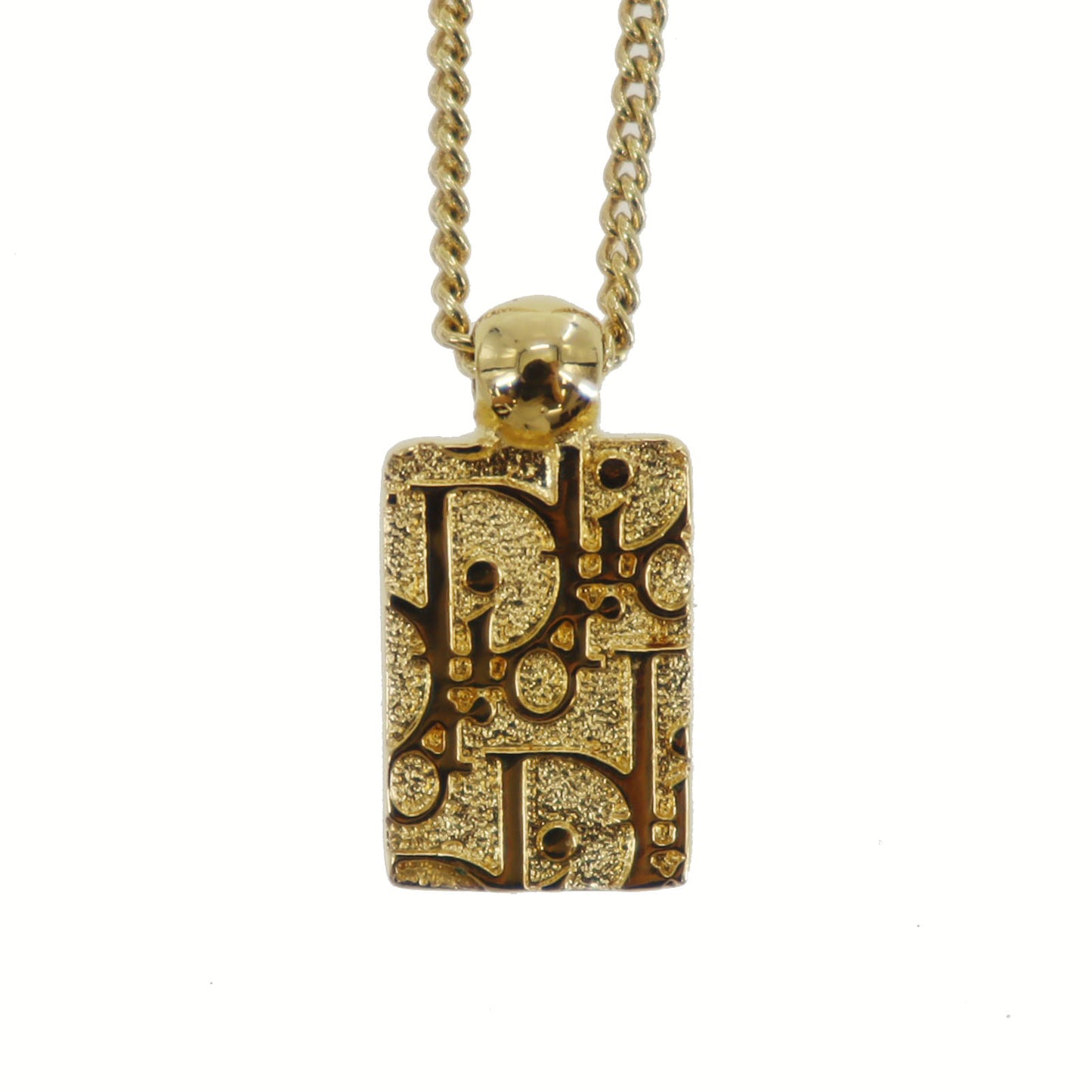 Christian Dior Trotter Rhinestones Chain Necklace Gold Plated #ED531
