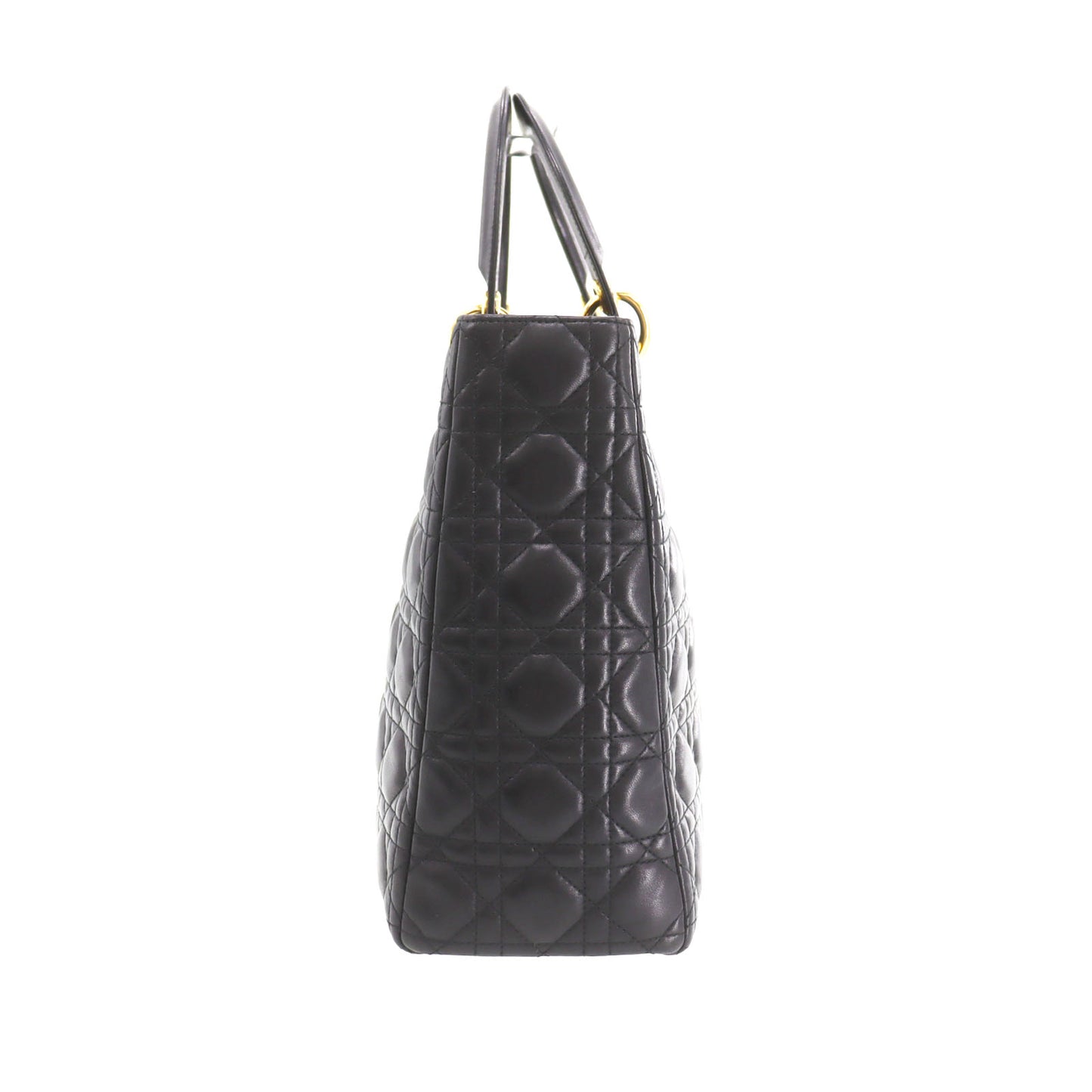 Christian Dior Lady Dior 2way Shoulder Handbag Black Leather #DA755