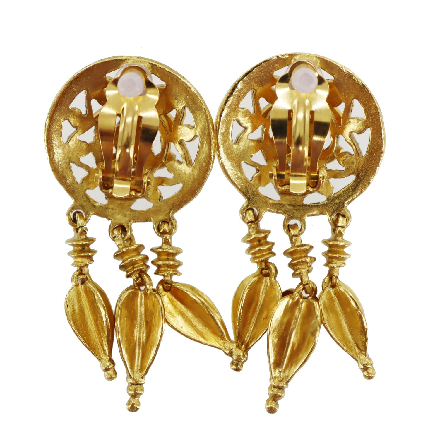 CHANEL CC Logos Circle Earrings Gold Clip-On 95 A #AH672