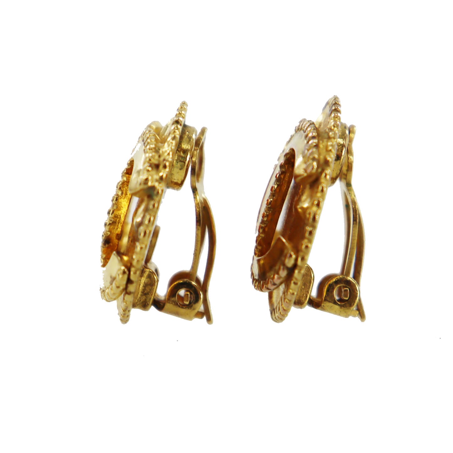 CHANEL CC Logos Gold Clip-On Circle 97A Earrings #BS583
