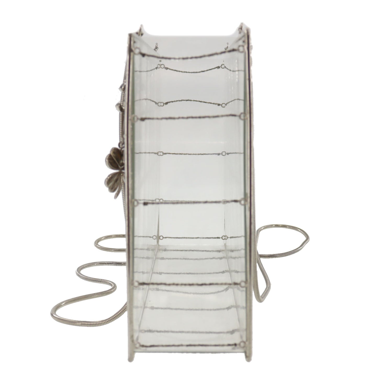 CHANEL Acrylic Beads Snake Chain Shoulder Bag Square Clear #AG172