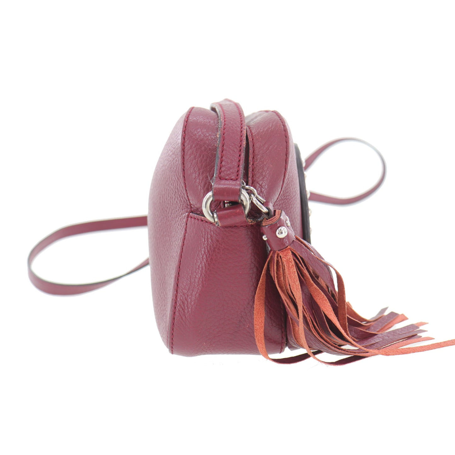 GUCCI Studded Soho Disco Crossbody Shoulder Bag Bordeaux Leather #AG432