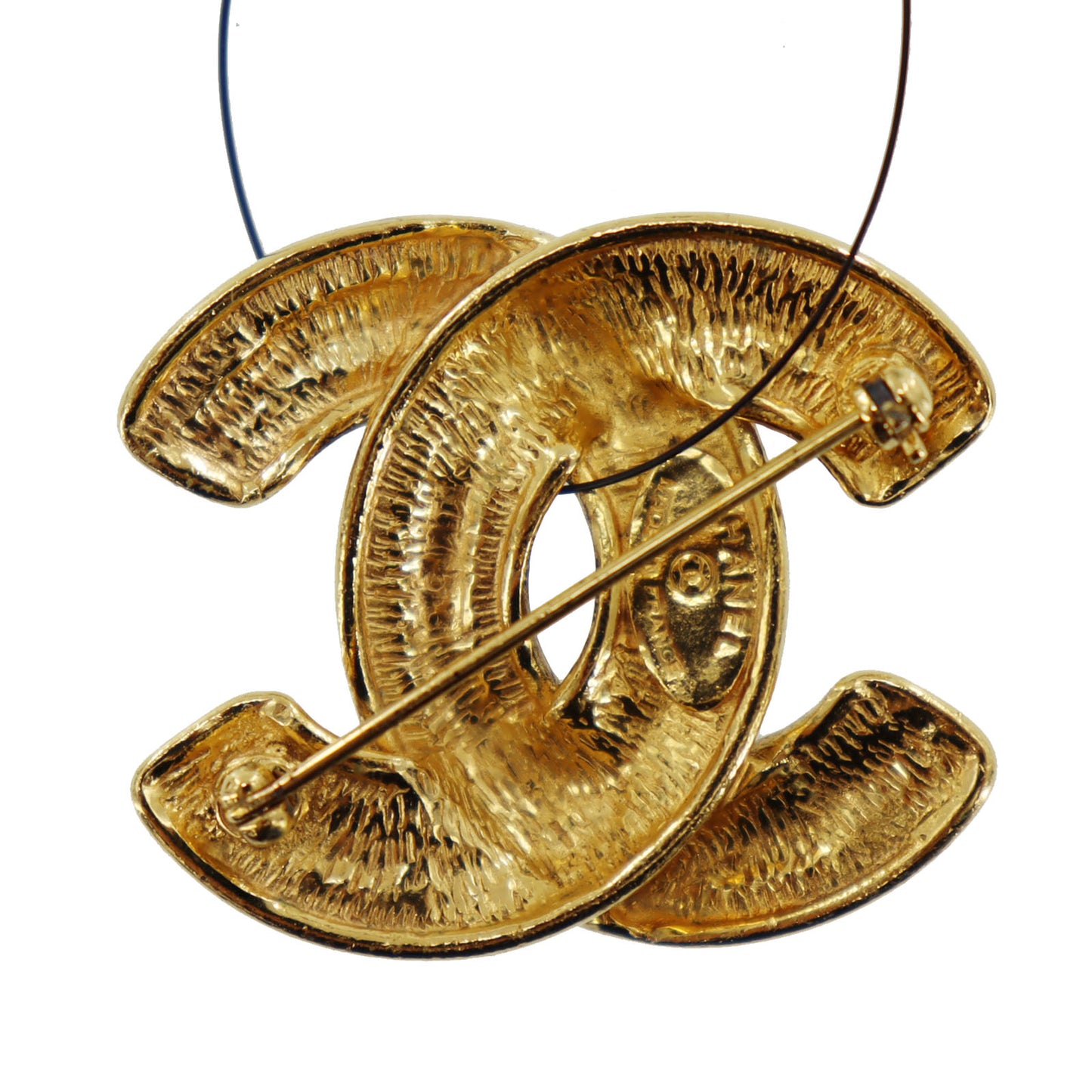 CHANEL CC Logos Matelasse Pin Brooch Gold Plated 1153 #AH693