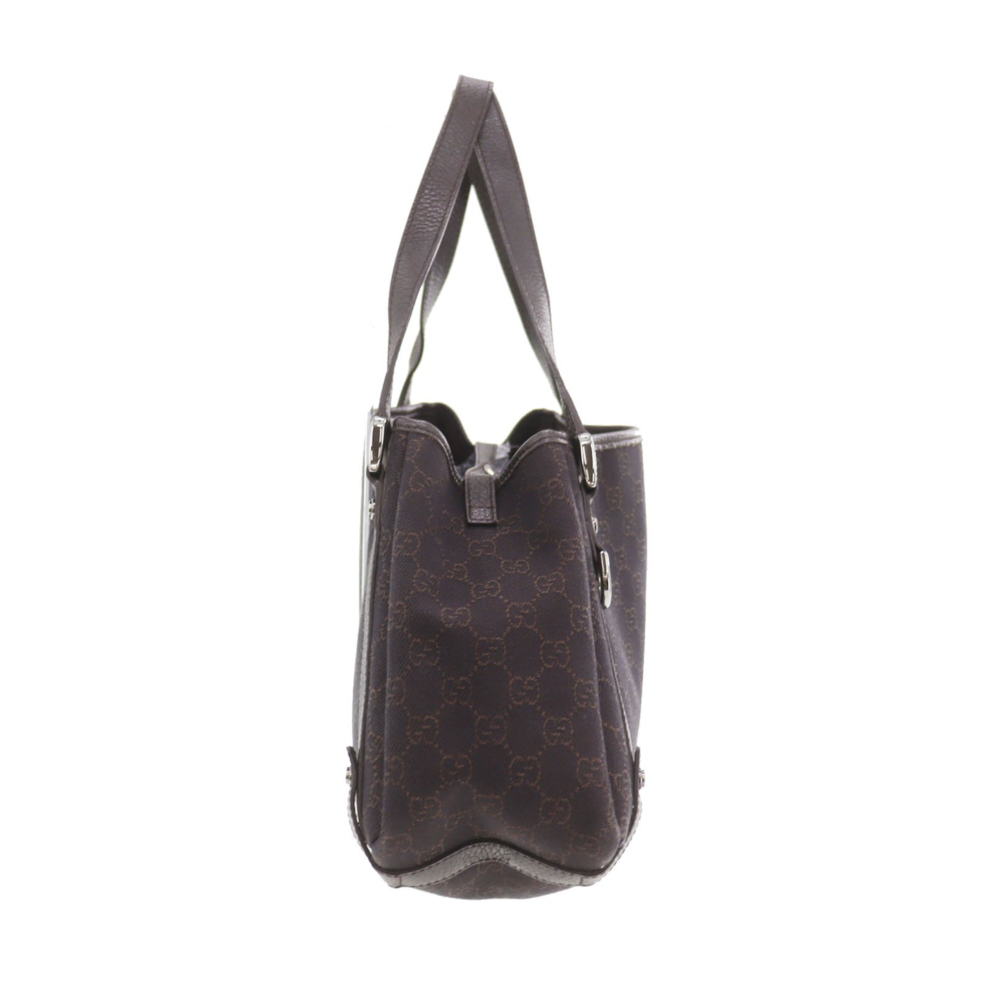 GUCCI Original GG Canvas Handbag Tote Dark Brown #AH621