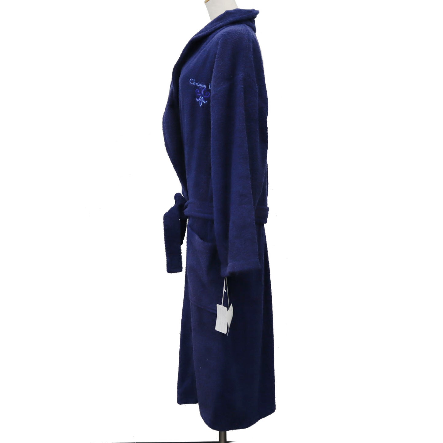 Christian Dior Long Sleeve Bathrobe Navy Cotton 100% L Size Japan #AG118