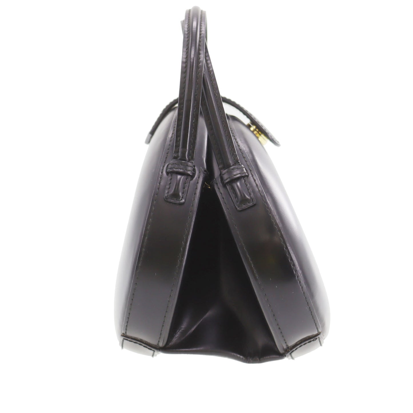 LOEWE Logos Round Handbag Black Leather #BU453