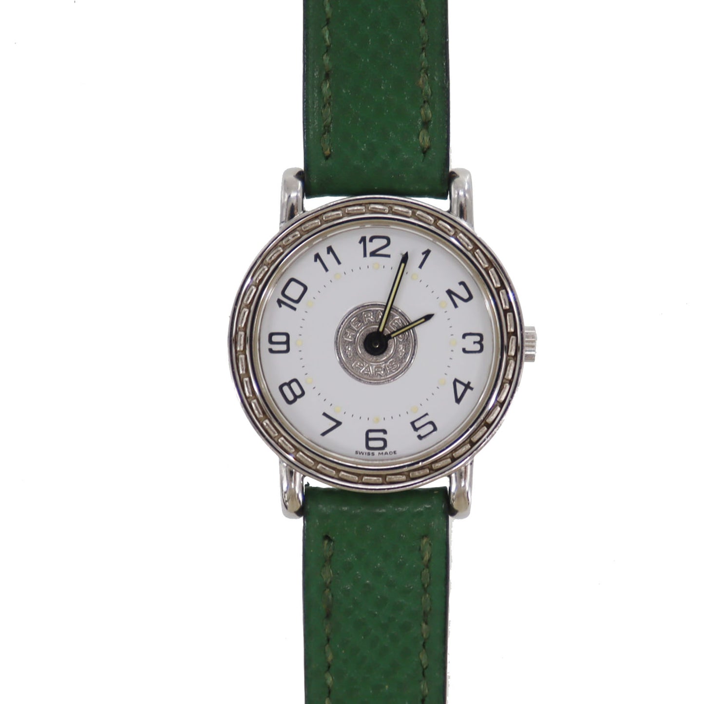 HERMES Ladies Watch Serie Green Silver 276071 #CX794