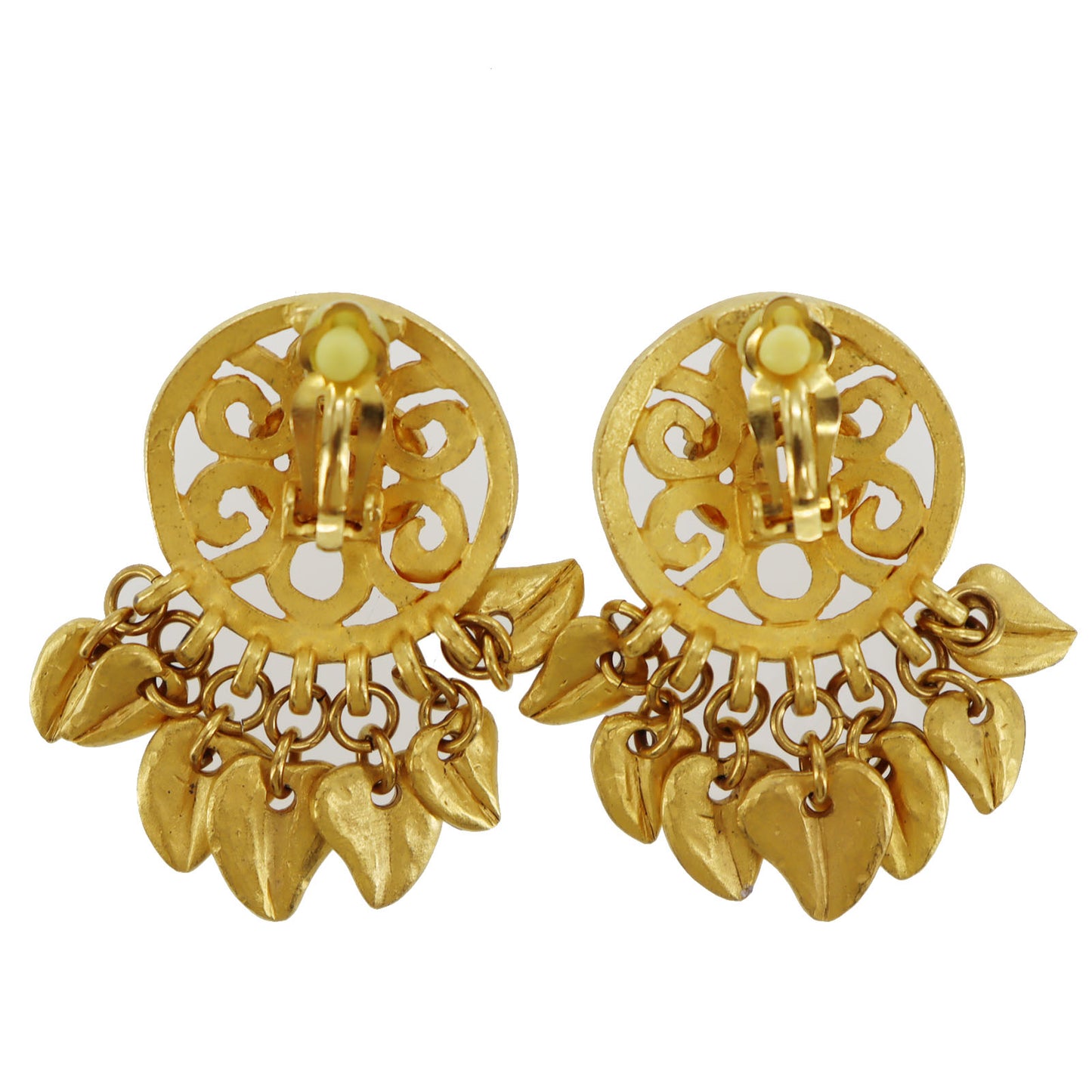 CHANEL CC Logos Earrings Gold Clip-On 95P #AH668