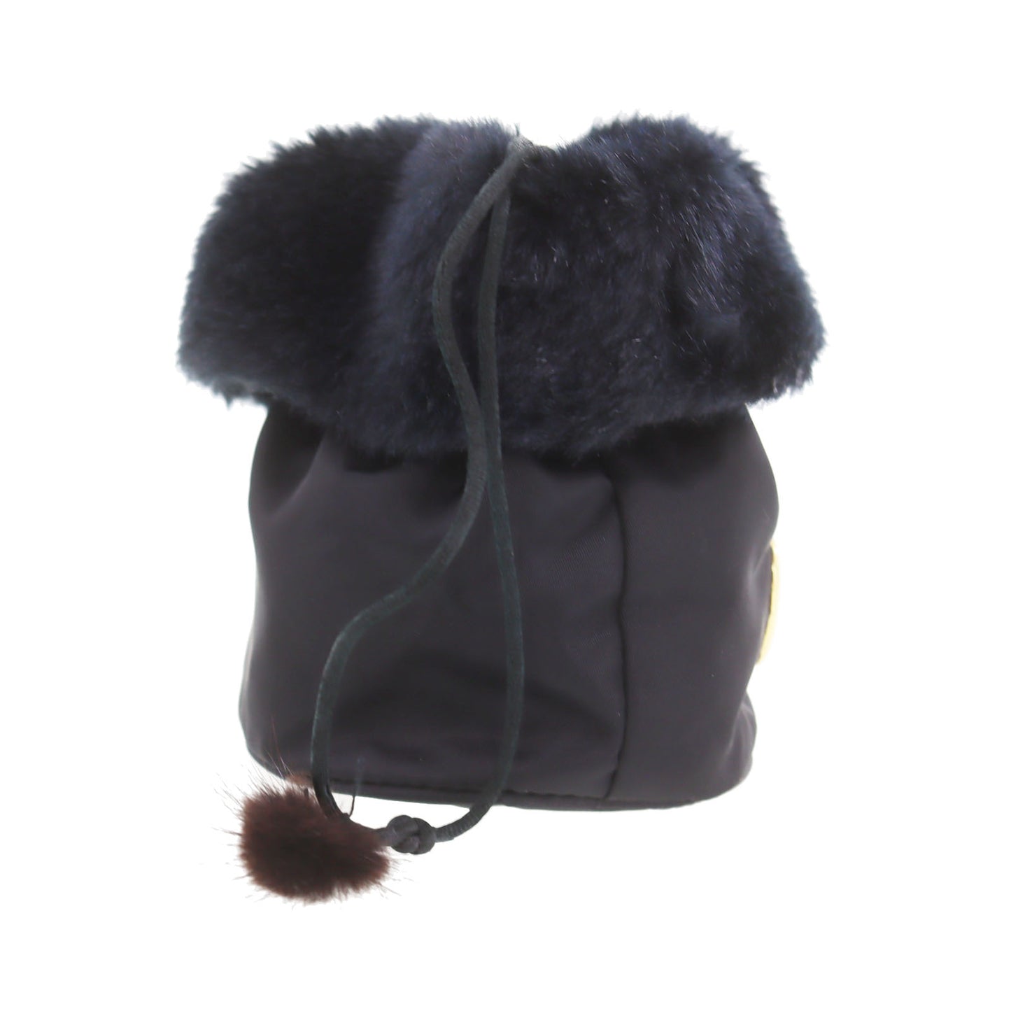 CELINE Drawstring Pouch Black Nylon Far #AG802