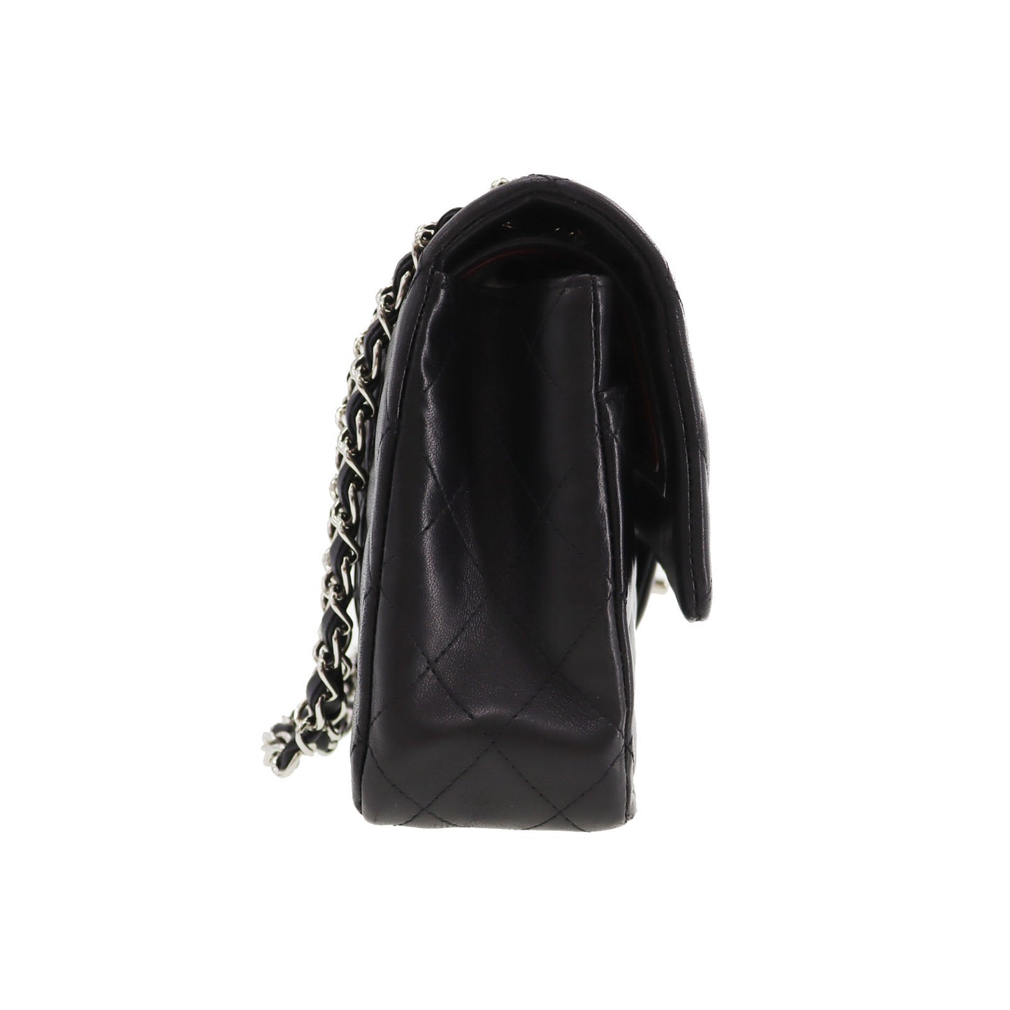 CHANEL Matelasse 25 Double Flap Shoulder Bag Black Lambskin #CJ765