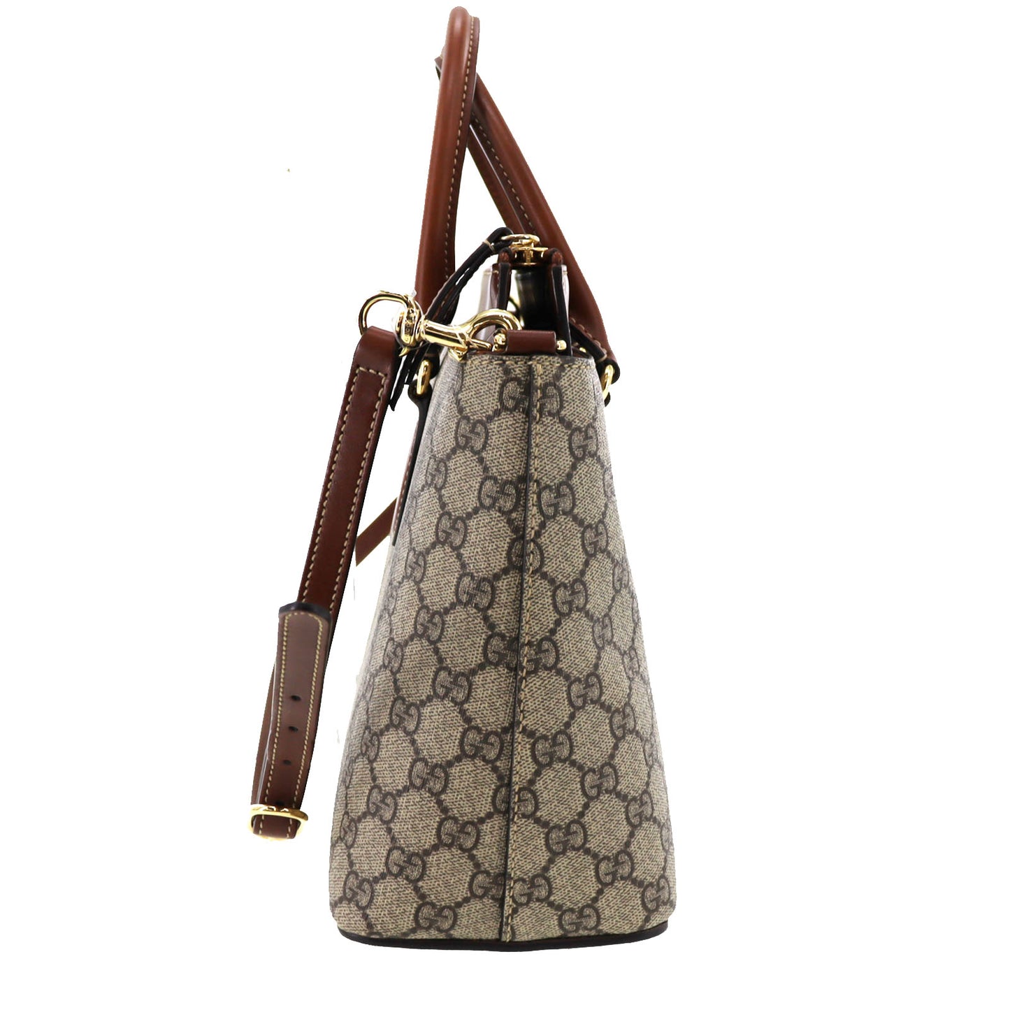 GUCCI GG Plus Shoulder Handbag Brown PVC Leather #BN944