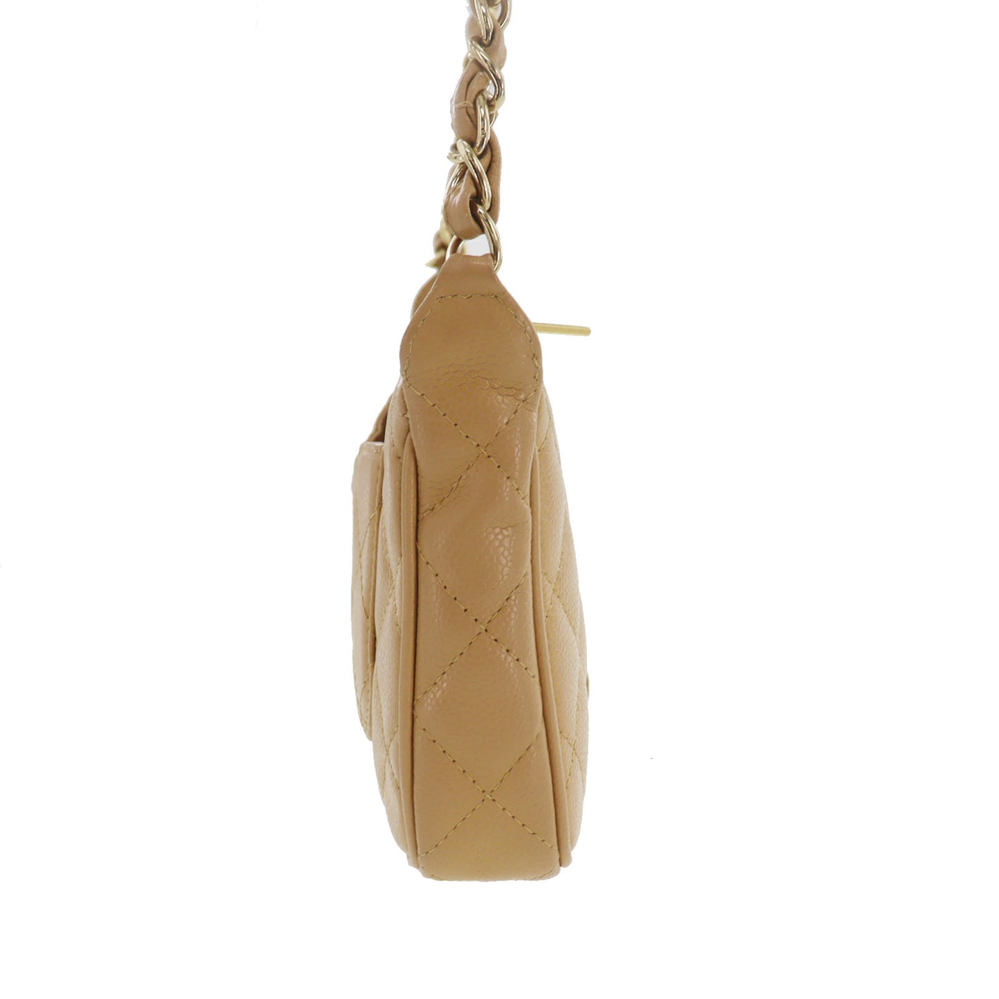 CHANEL CC Logo Shoulder Bag Beige Leather #CS561