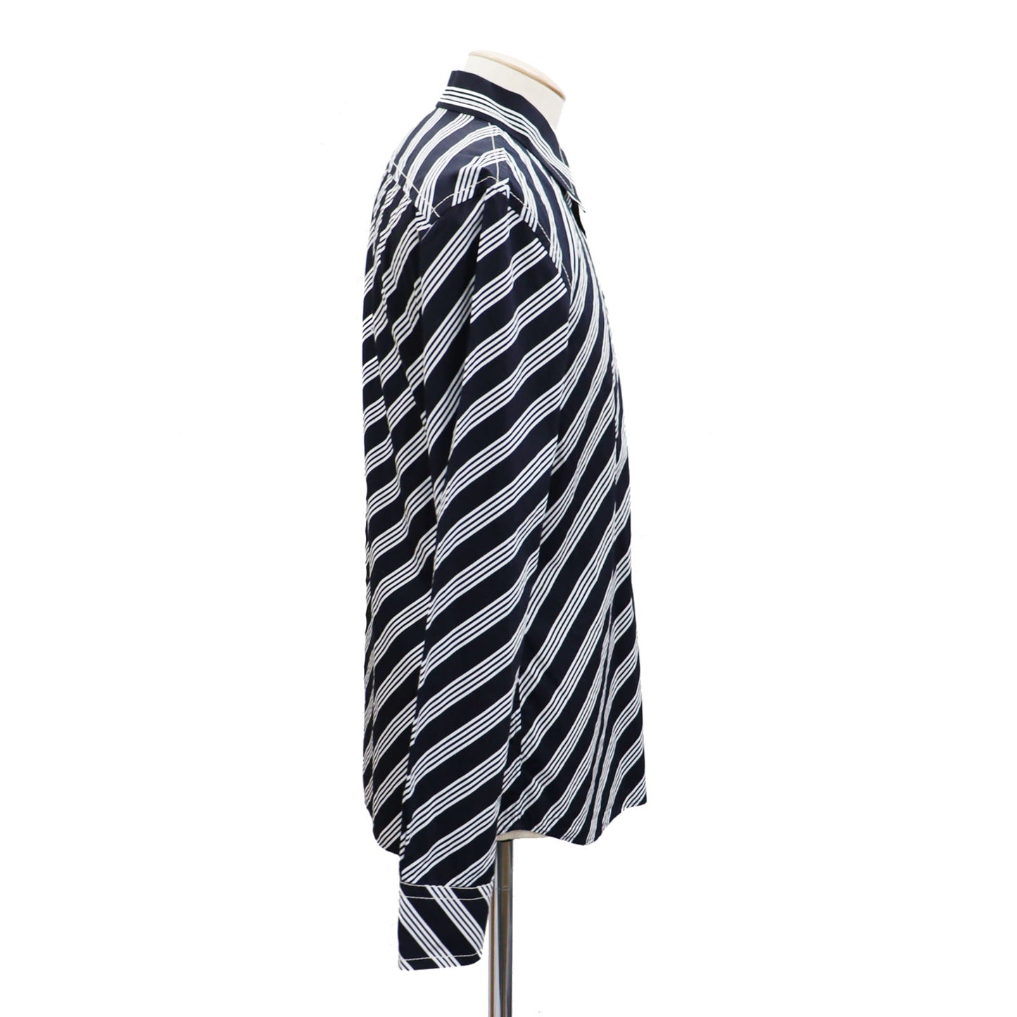 PRADA Logos Tops Shirt Light Navy White 100% Cotton Size 42 #AG994