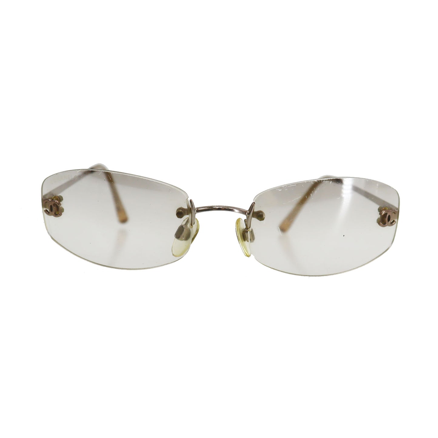 CHANEL Used CC Logos Sunglasses Gray Clear Eye Wear c194/61 54◻︎19 #CY850