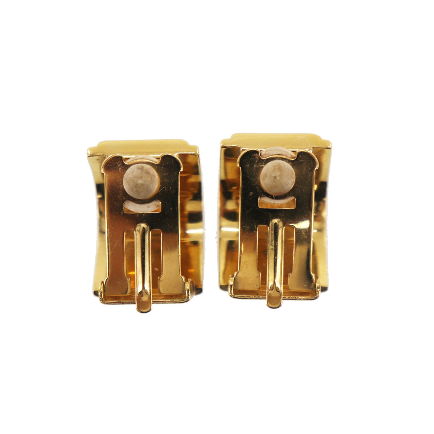 HERMES Enameled Gold-Plated Clip-On Earrings #EG945