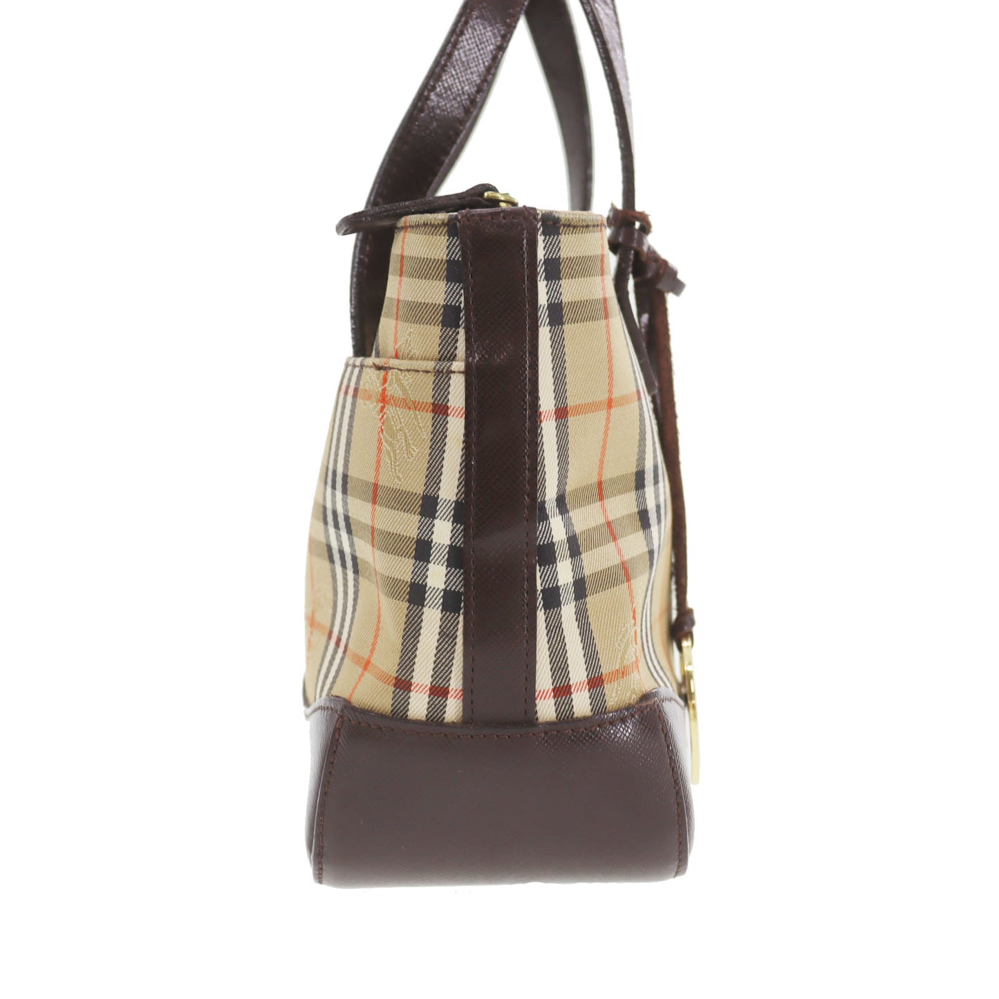 Burberry Burberry Check Mini Tote Handbag Beige Brown Canvas #CL258