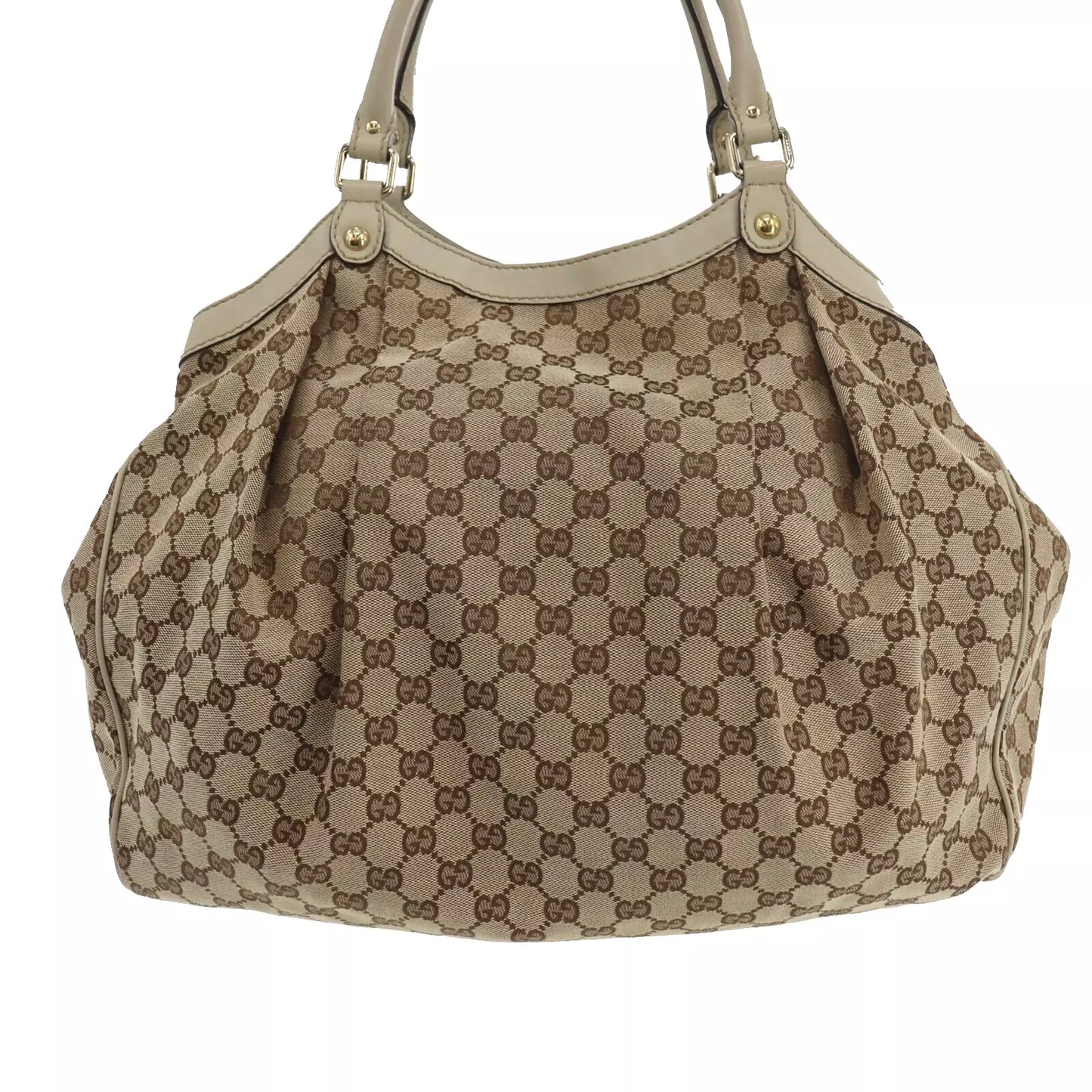 GUCCI Original GG Canvas Handbag Tote Beige #CS887