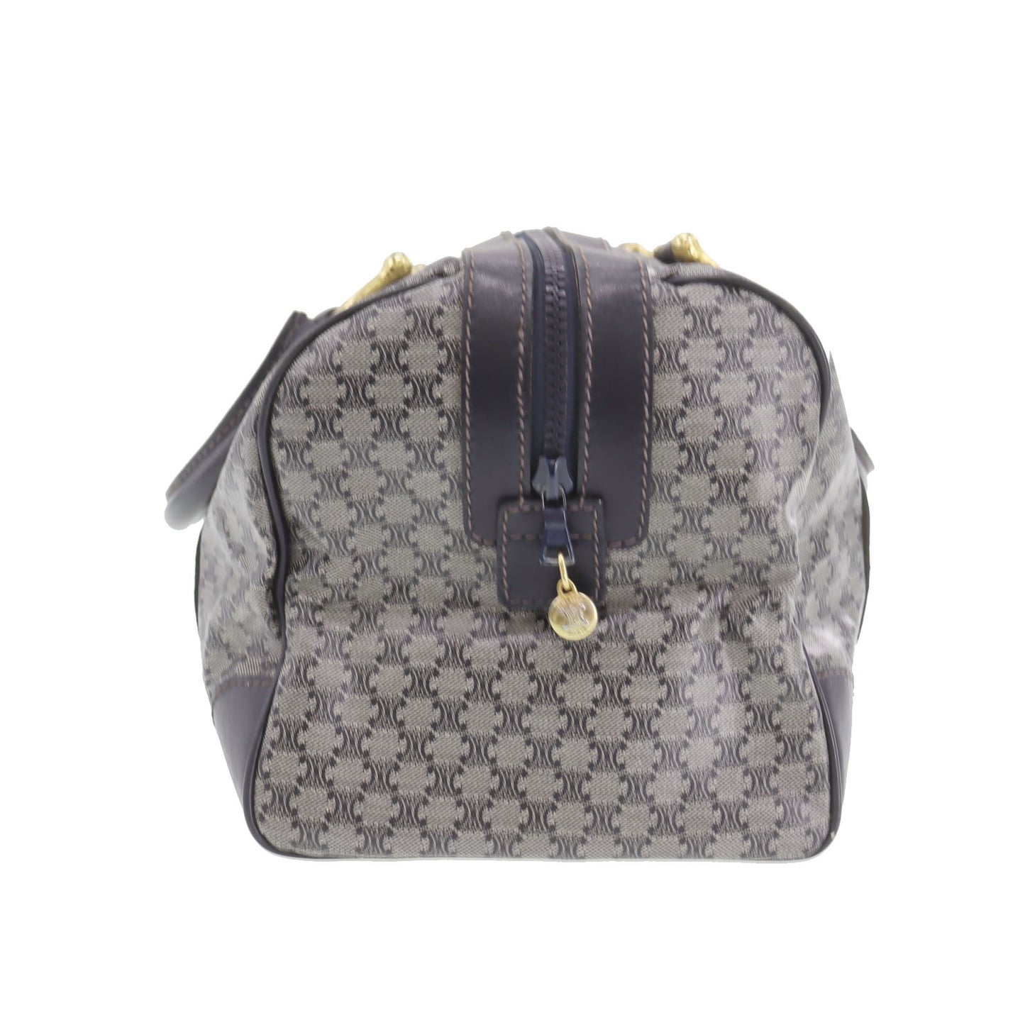 CELINE Macadam Pattern Boston Handbag Navy PVC Leather #AH231