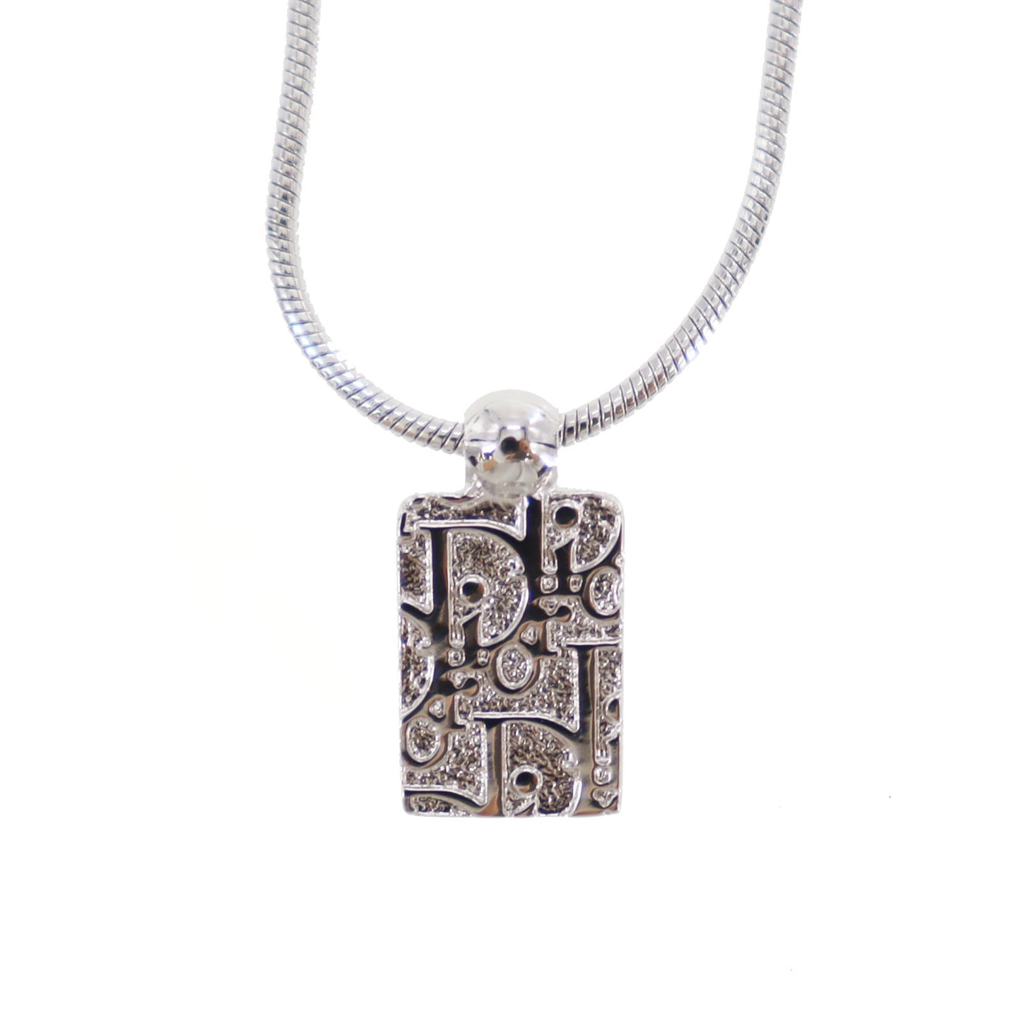Christian Dior Trotter Rhinestones Chain Necklace Silver #ED425