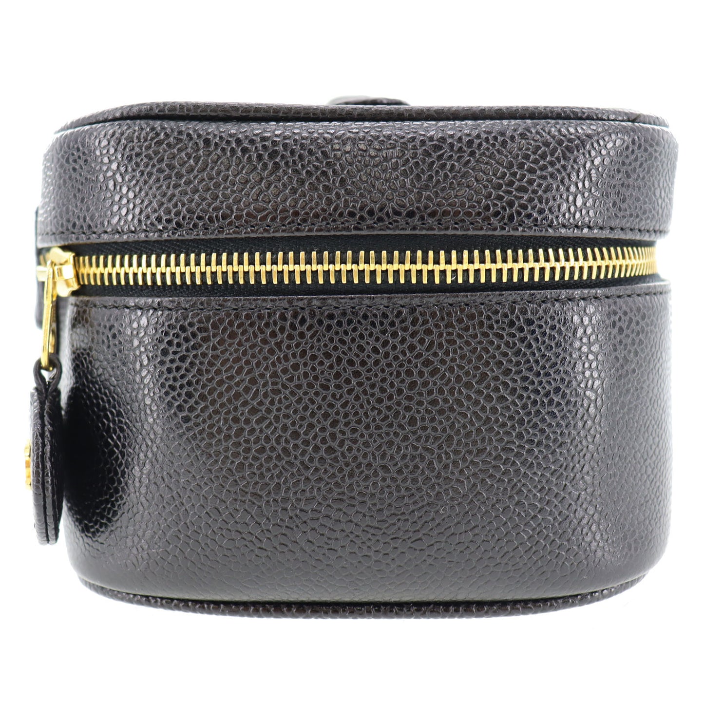 CHANEL CC Handbag Vanity Black Caviar Skin Leather #AG646